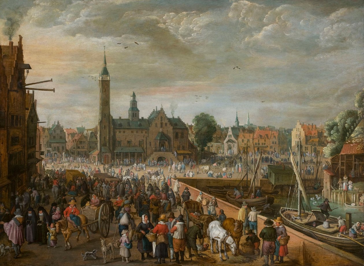 Utsikt over Grote Markt i Lier, tidlig på 1600-tallet. av Philips de Momper the Elder