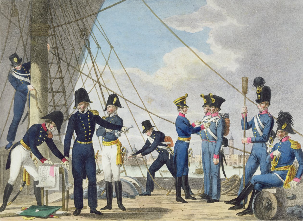 Den nye keiserlige kongelige østerrikske marinen etter Napoleonskrigene, ca. 1820 av Phillip von Stubenrauch
