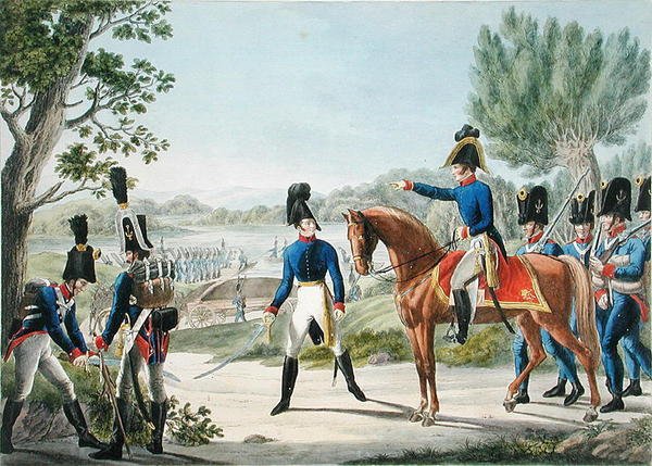 De nye keiserlige kongelige østerrikske Pontonniers etter Napoleonskrigene, ca. 1820 (litho-farge) av Phillip von (after) Stubenrauch