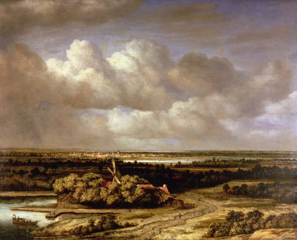 Et omfattende landskap med en vindmølle, 1655 av Phillips de Koninck