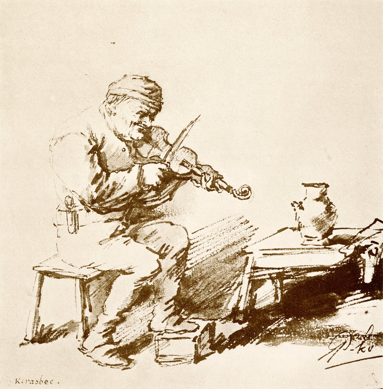Landsbyens fiolinist av Phillips de Koninck