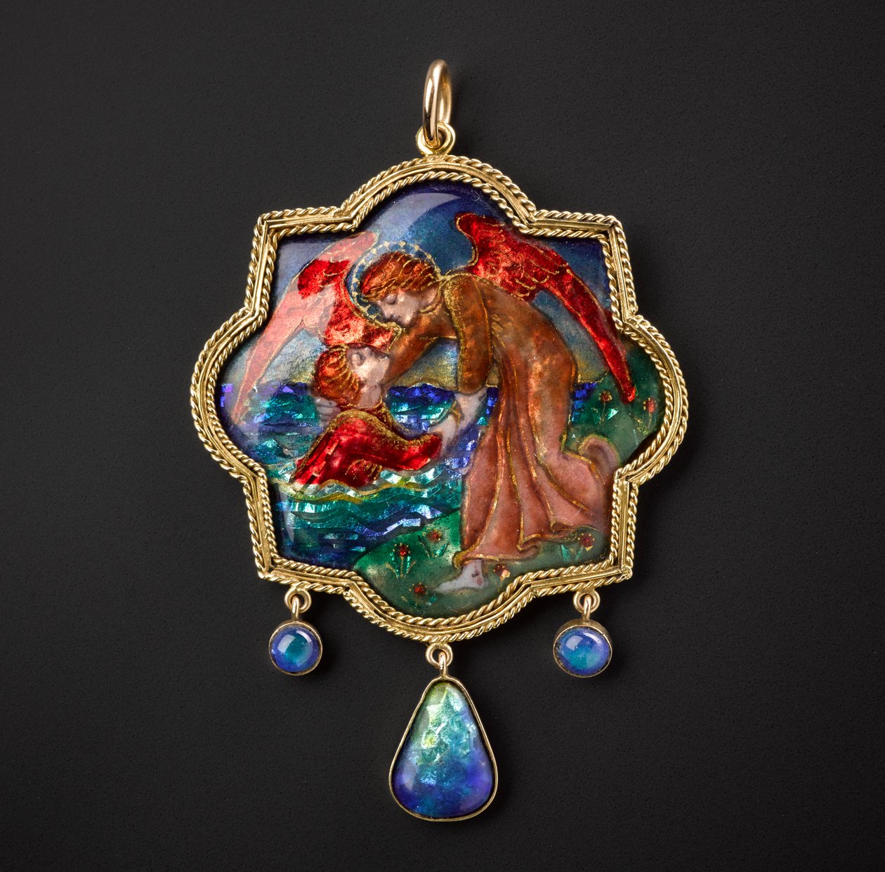 Out of the Deep Pendant, 1908 (gull og emalje) av Phoebe Anna Traquair