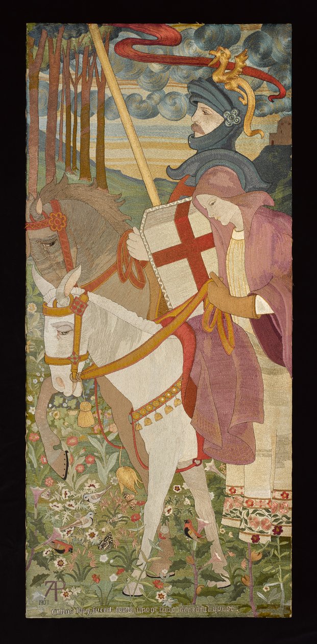 St. George, Røde Kors ridder med Una, 1907 (broderi) (se også 141950-51) av Phoebe Anna Traquair