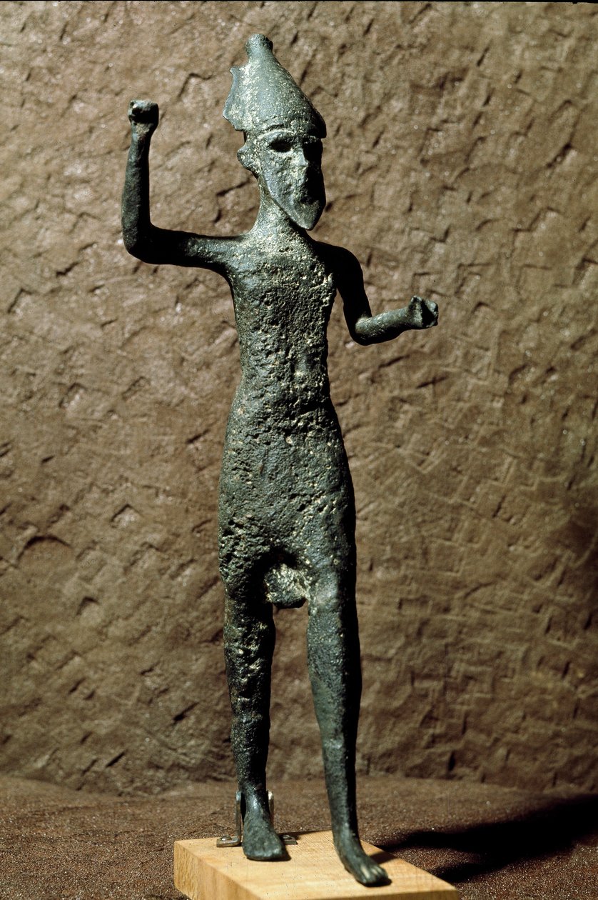 Phoenicia: figur av en gud i bronse. Finn i sjøen nær Selinunte (Selinonte), Sicilia. 14.-13. århundre f.Kr. Palermo, Nasjonalt arkeologisk museum av Phoenician