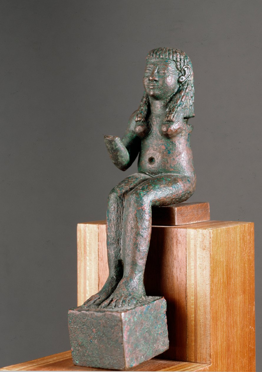Fønikisk kunst: representasjon av guddommen Astarte. Bronseskulptur fra 700-tallet f.Kr. Fra helligdommen til Carambolo i Spania. Dim. 16 cm Sevilla, arkeologisk museum av Phoenician