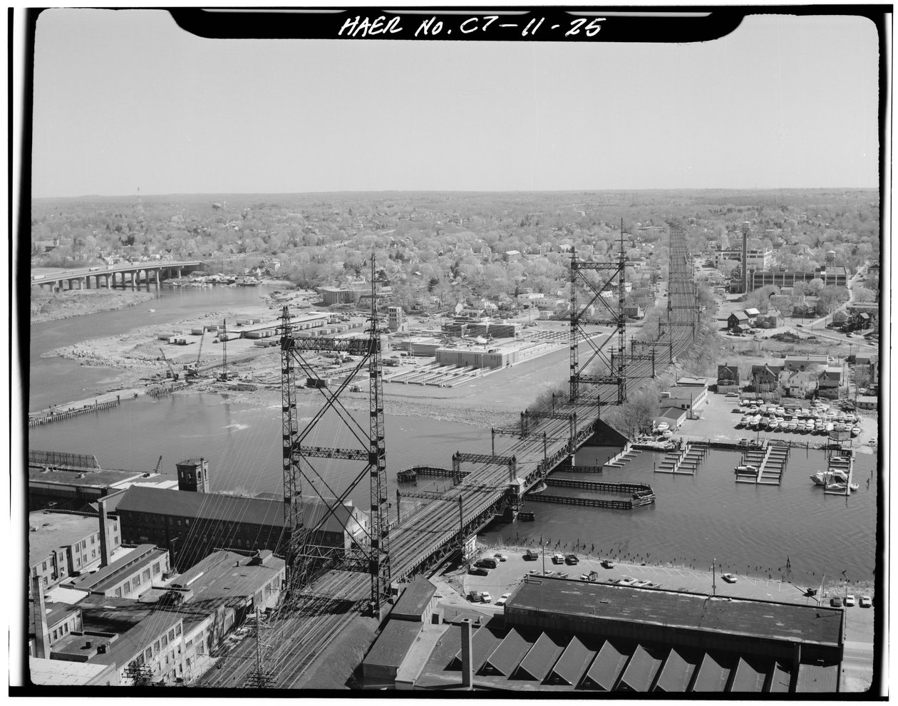 Norwalk River Bridge, Norwalk, Connecticut (s/hvitt-bilde) av Photographer American
