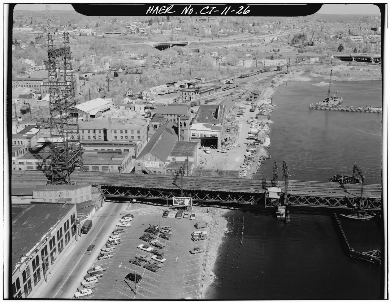 Norwalk River Bridge, Norwalk, Connecticut (s/hvitt-bilde) av Photographer American