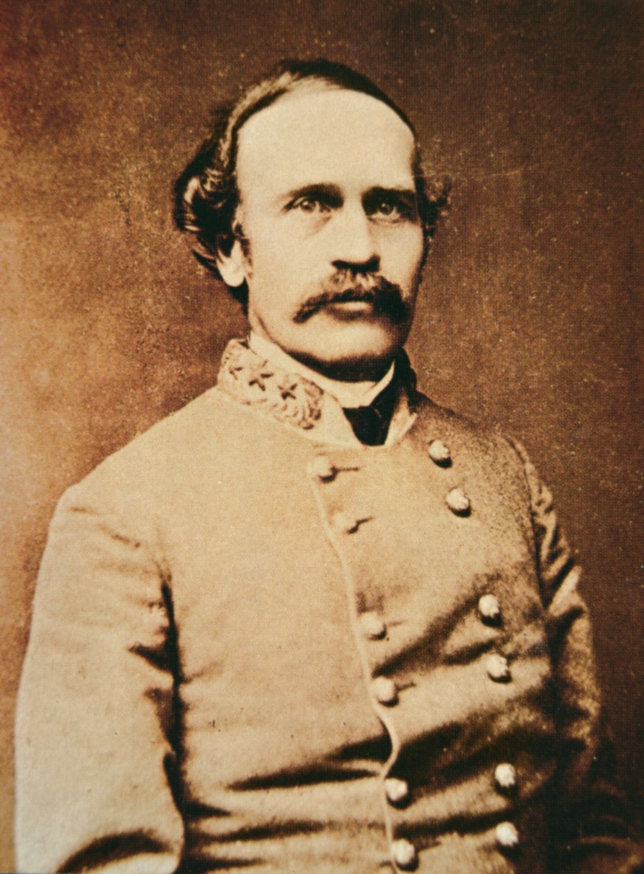 Portrett av Bushrod Johnson (s/hv-bilde) av Photographer American