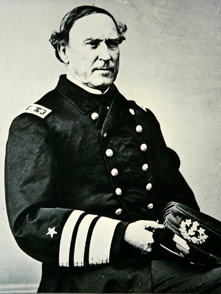 Portrett av David Glasgow Farragut (1801-1870); fanget New Orleans i 1862 og Mobile Bay av Photographer American