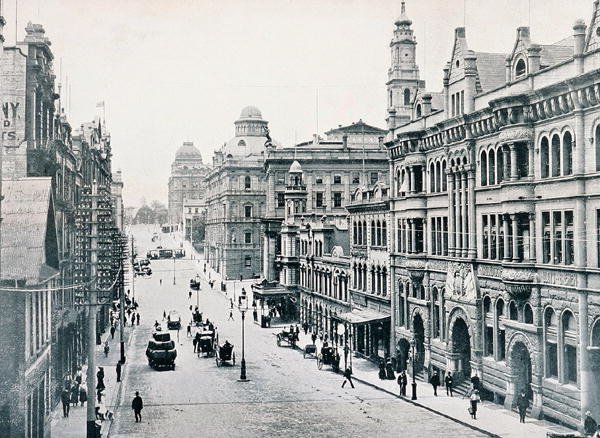 Bridge Street, Sydney, ca. 1900, fra `Under the Southern Cross - Glimpses of Australia