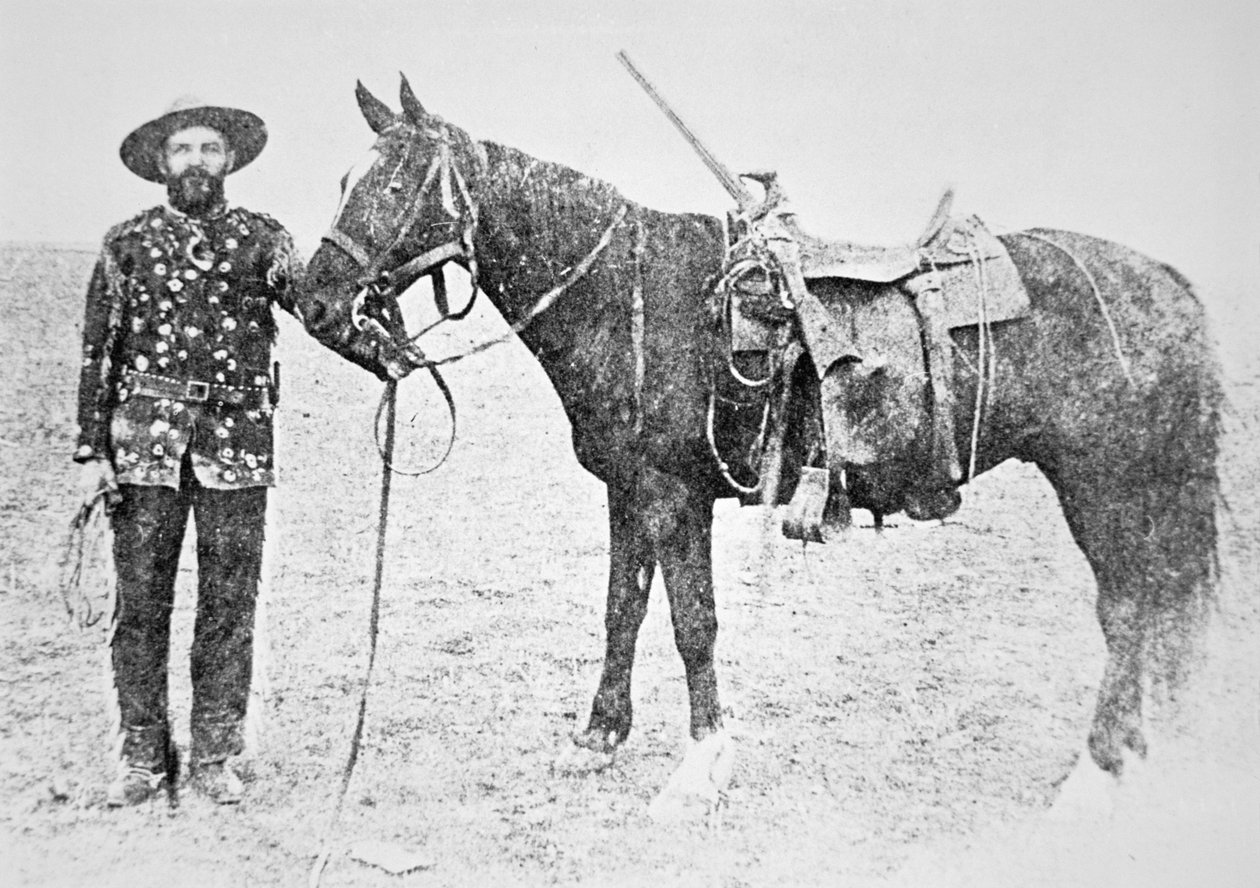 En Metis-speider fra North-West Mounted Police (s/hvitt bilde) av Photographer Canadian