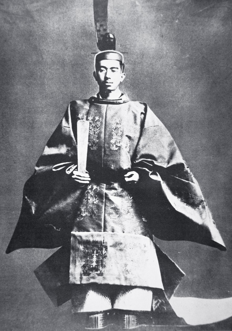 Hirohito, keiser av Japan ved sin trone av Photographer Japanese