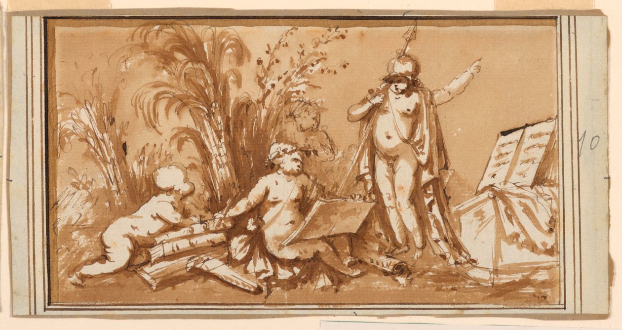 Design for en frise med allegorien om litteratur av Piat Joseph Sauvage