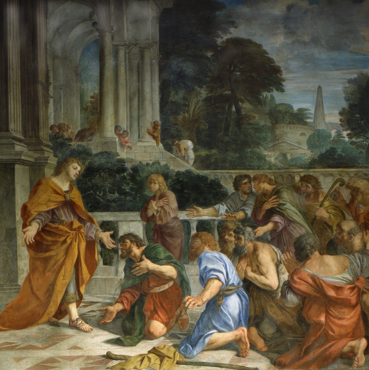 Bibelske historier, Joseph blir gjenkjent av brødrene sine, Detalj av Pier Francesco Mola