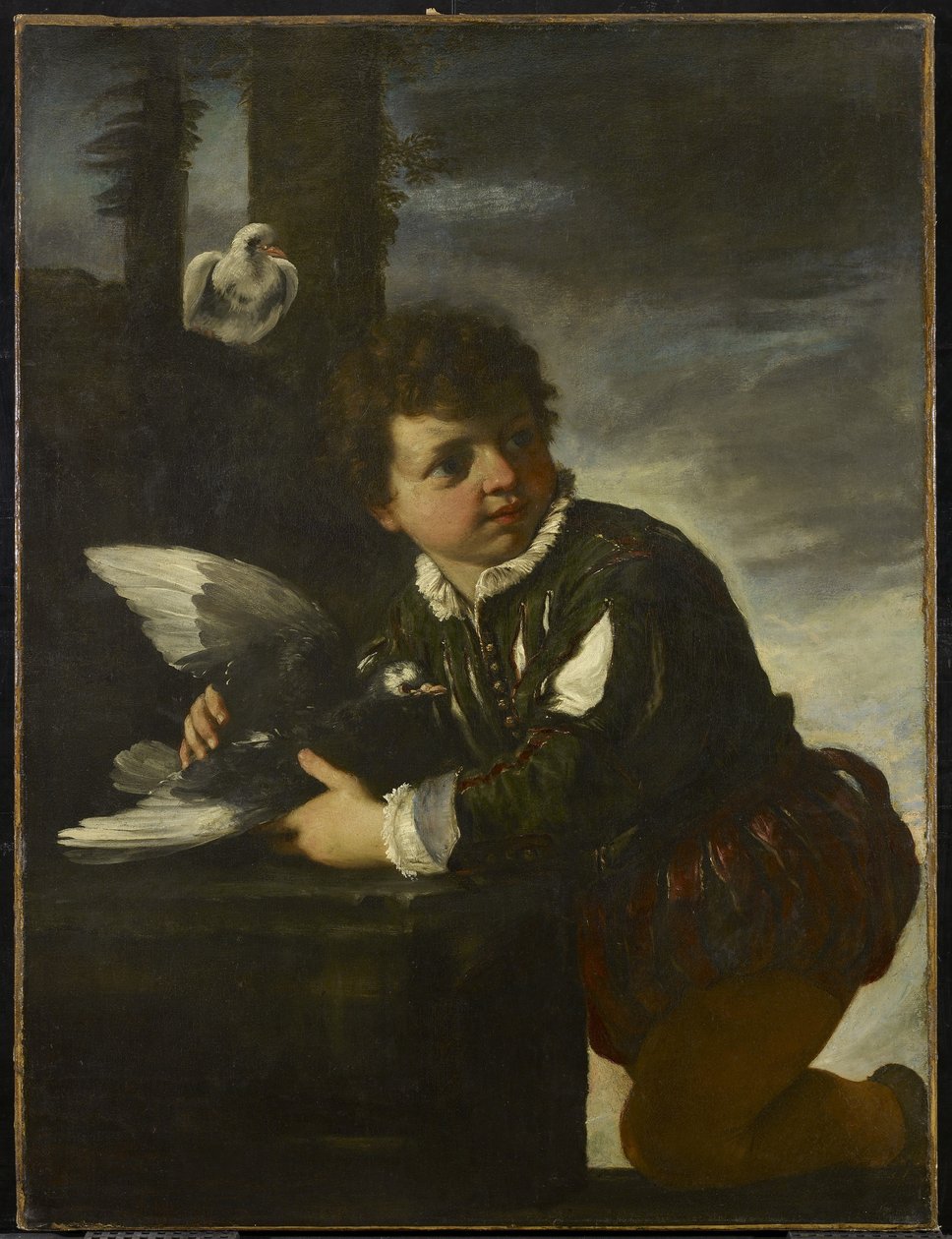 Gutt med en due, ca. 1650-55 av Pier Francesco Mola