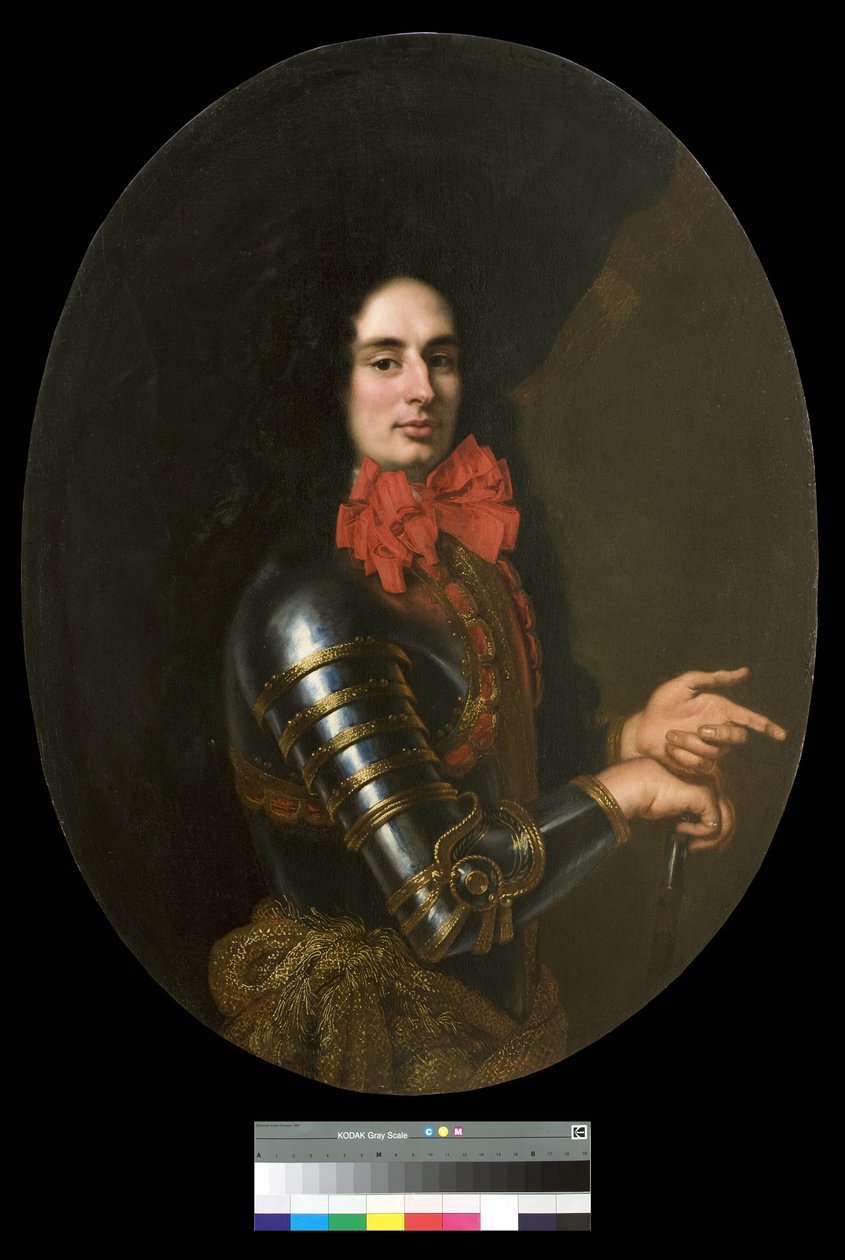 Portrett av en gentleman med rustning og et rødt skjerf, 1650-70 av Pier Francesco Cittadini