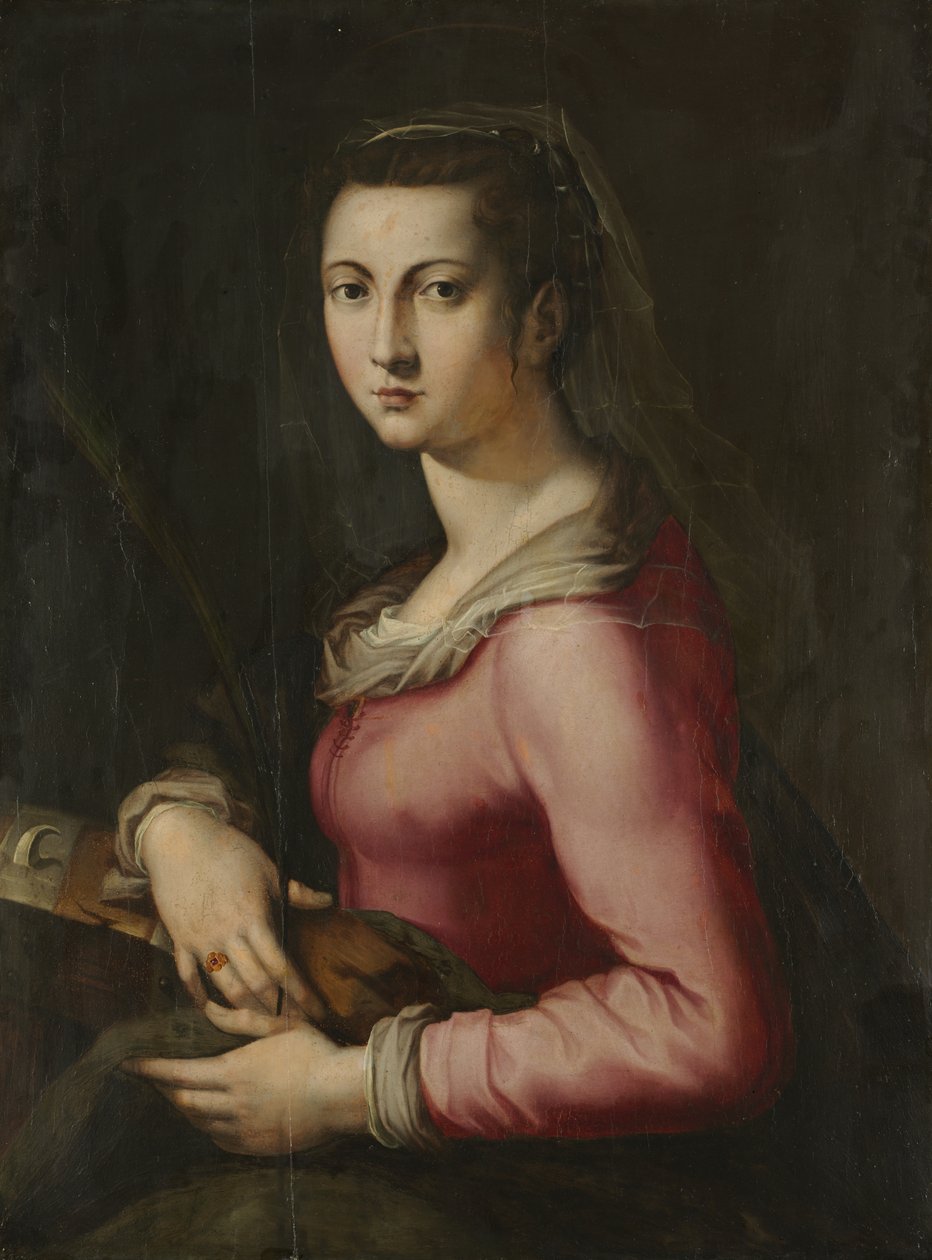 Portrett av en kvinne som Saint Catherine, ca. 1560 (olje på tre) av Pier Francesco Foschi
