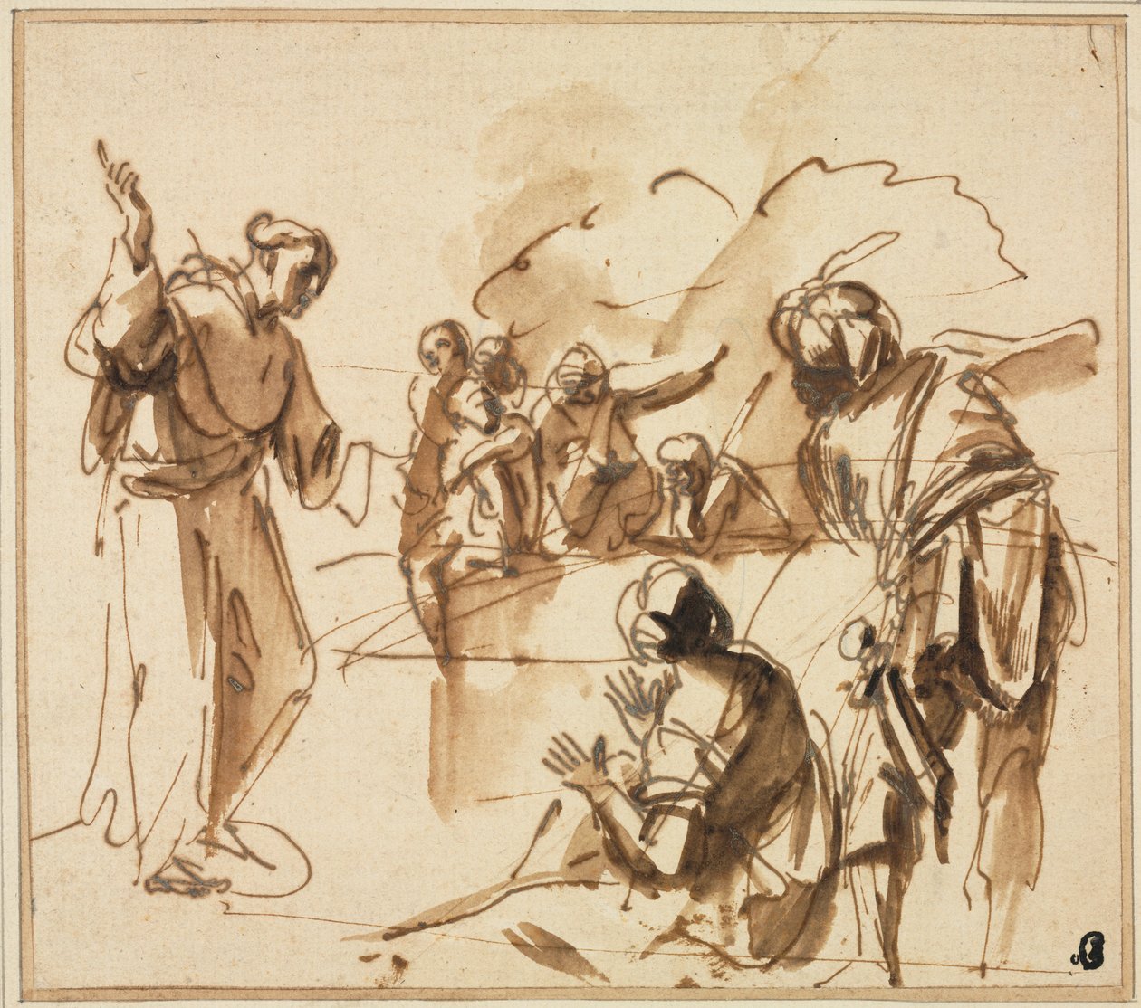 En munk forkynner av Pier Francesco Mola