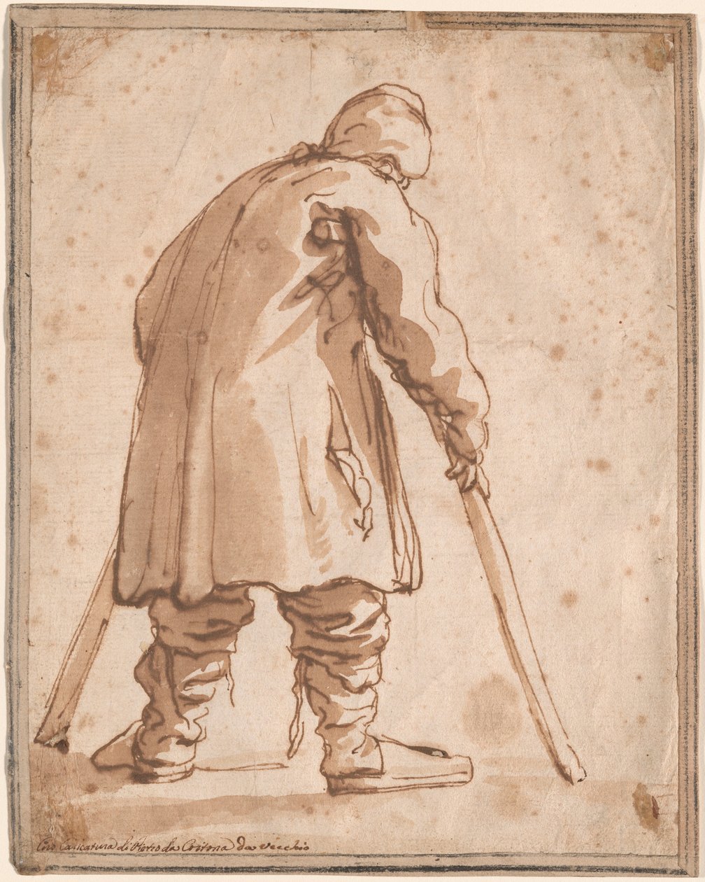 Karikatur av en mann, sies å være Pietro da Cortona av Pier Francesco Mola
