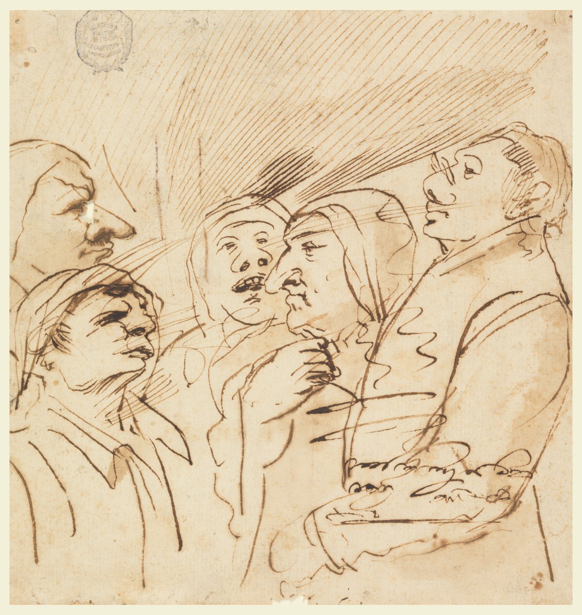 Fem groteske figurer av Pier Francesco Mola