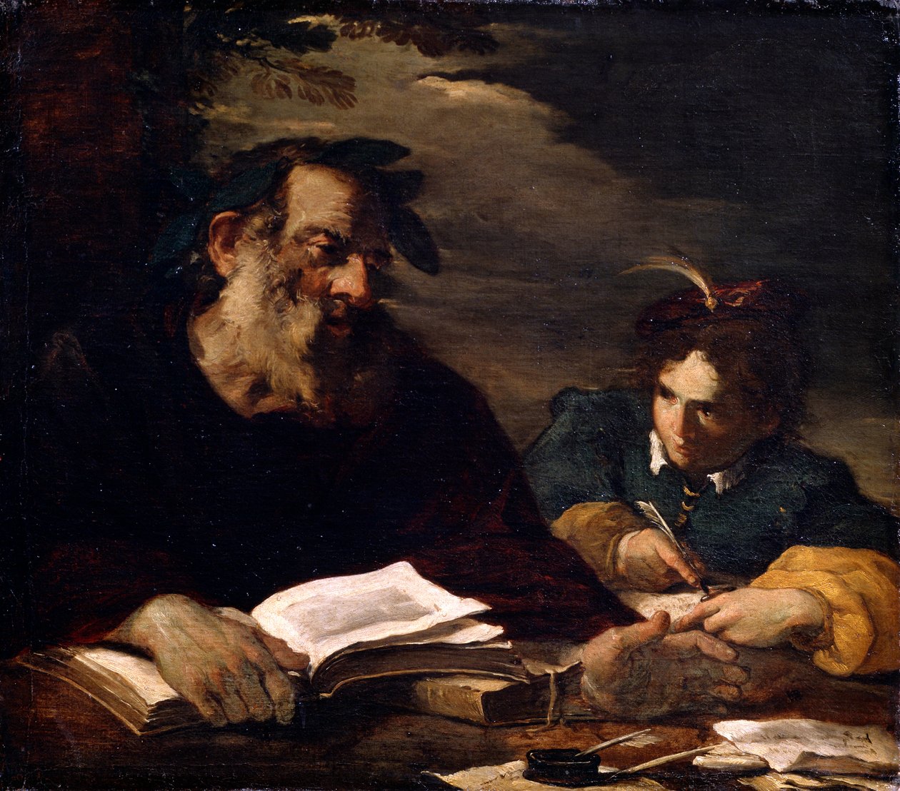 Homer dikterer diktene hans, 1600-tallet av Pier Francesco Mola
