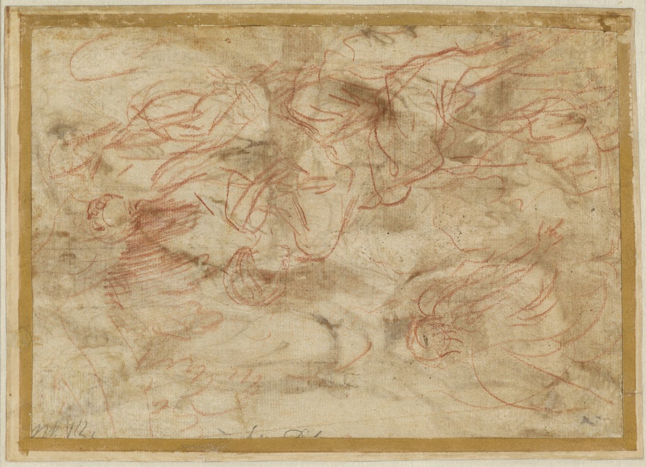 Engelen som viser seg for Hagar i ørkenen, ca. 1660 (rød kritt på papir) av Pier Francesco Mola