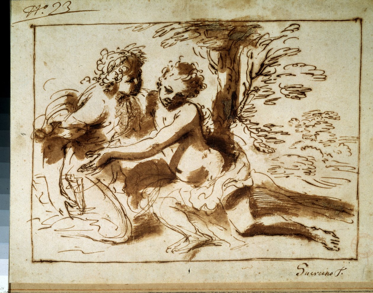 To karakterer i et landskap. To figurer i et landskap av Pier Francesco Mola