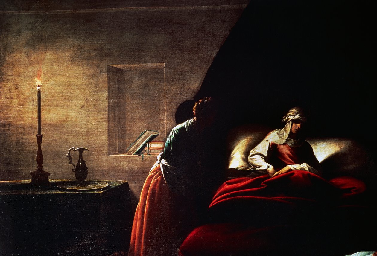 Jomfruens fødsel, av Pier Francesco Mazzucchelli kjent som il Morazzone (1573-1626), maleri, Santa Maria di Loreto-kirken, Arona, Novara, Italia. av Pier Francesco Morazzone