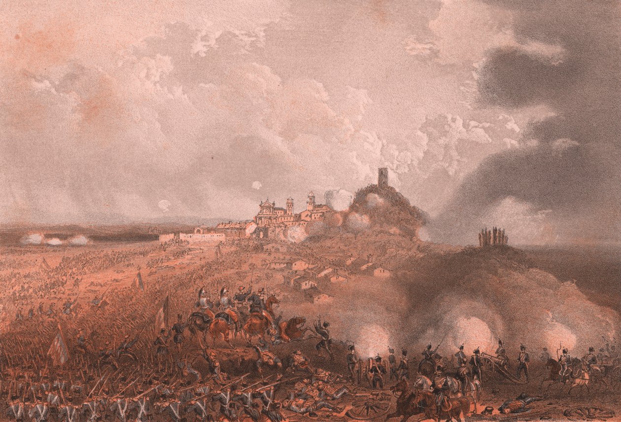 Angrep fra French ved Solferino, Lombardia av Blaise Nicolas Le Sueur