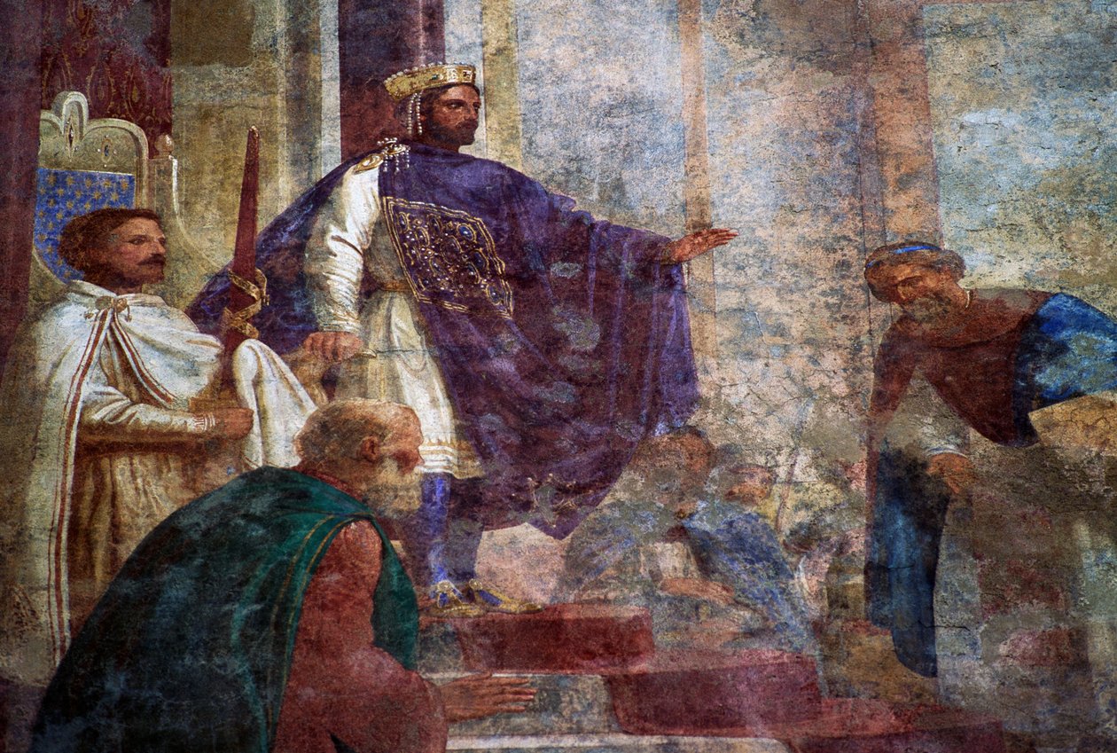 Detalj fra fresker på fasaden til Palazzo Thiene (1400-tallet), Vicenza (UNESCOs verdensarvliste av Blaise Nicolas Le Sueur