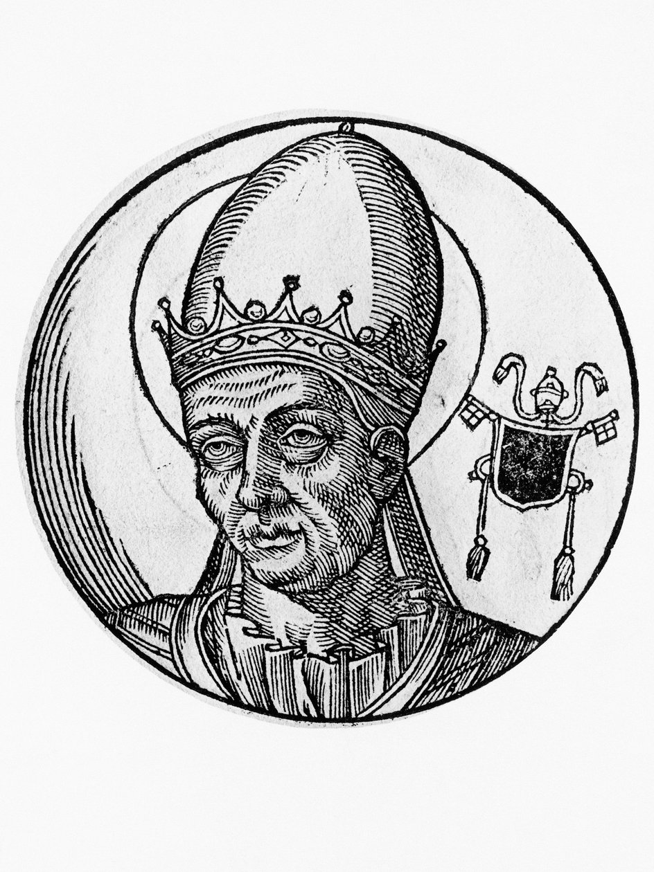 Portrett av Benedikt I (Benedictus Bonosus, død 579), 62. pave av den katolske kirke fra 575, gravering av Blaise Nicolas Le Sueur