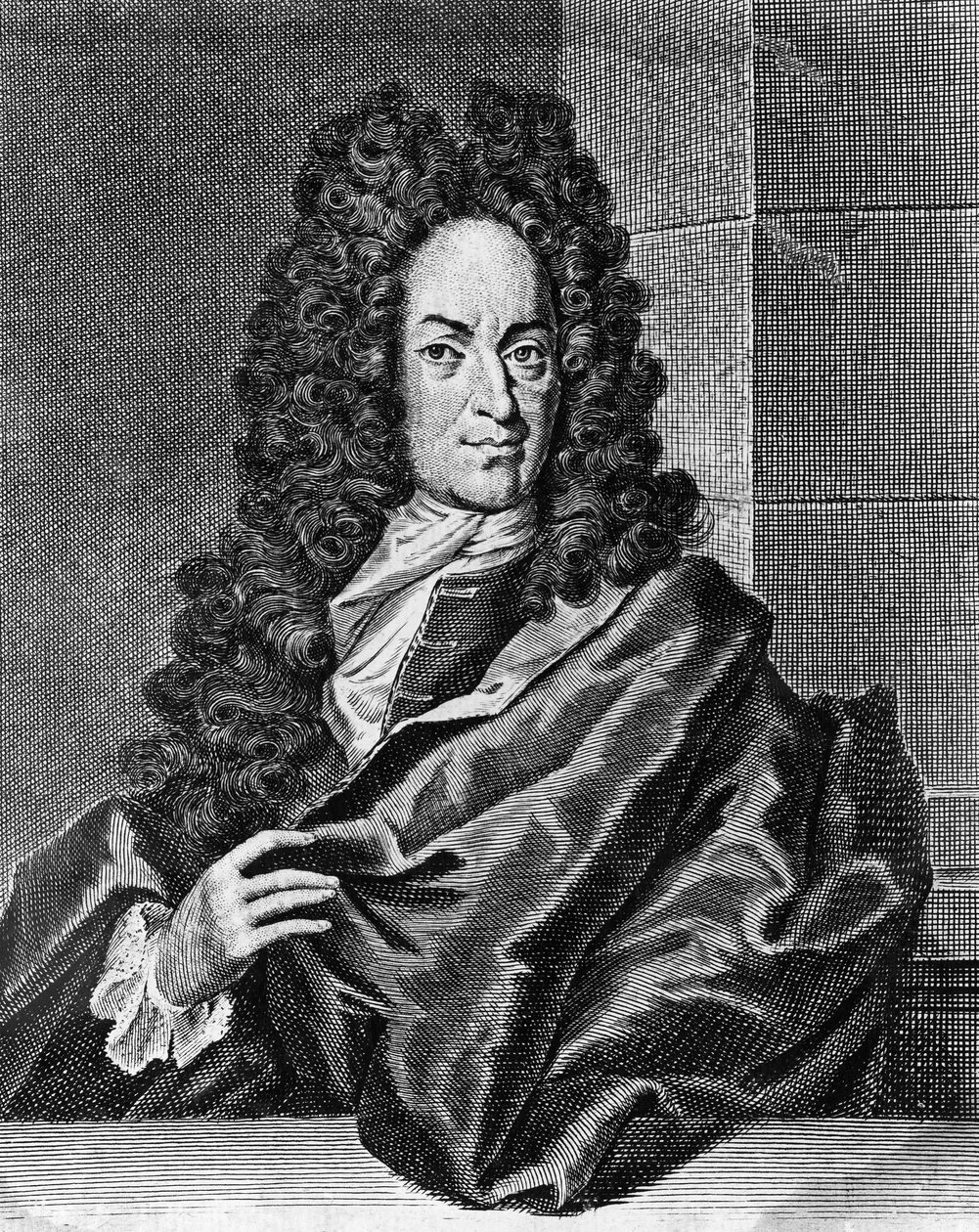 Portrett av Georg Ernst Stahl (1659-1734), tysk lege og kjemiker, gravering fra Opusculum chimico-physico-medicum, Halae Magdeburgicae av Blaise Nicolas Le Sueur