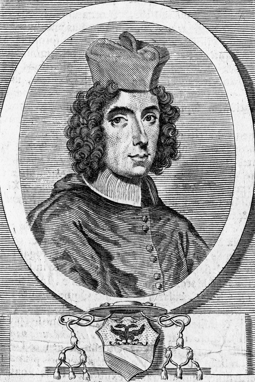 Portrett av Giambattista Rubini (1642-1707), italiensk kardinal og biskop, gravering av Blaise Nicolas Le Sueur