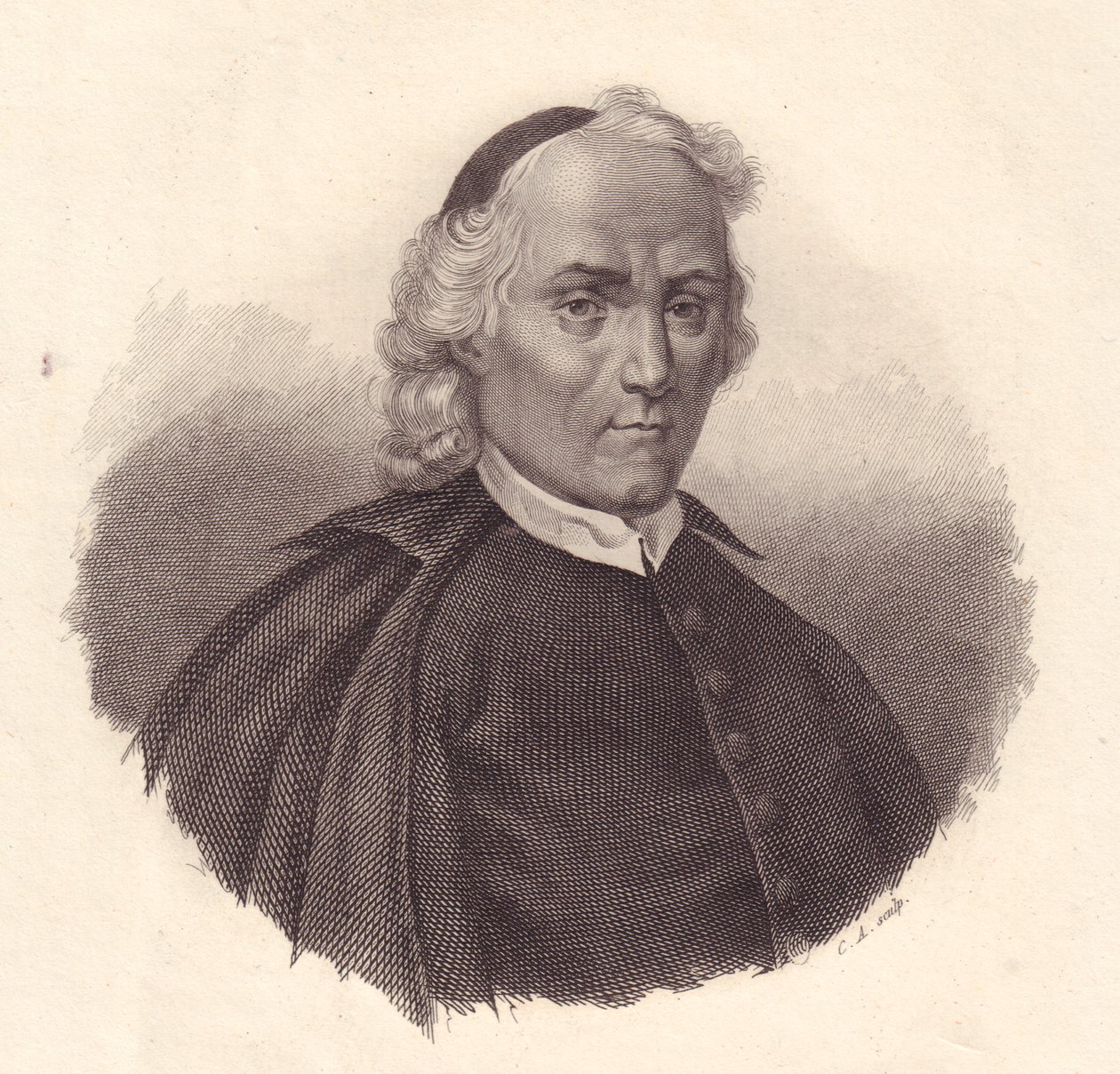 Portrett av den italienske presbyterianeren og historikeren Ludovico Antonio Muratori (1672-1750), kobberstikk av Blaise Nicolas Le Sueur