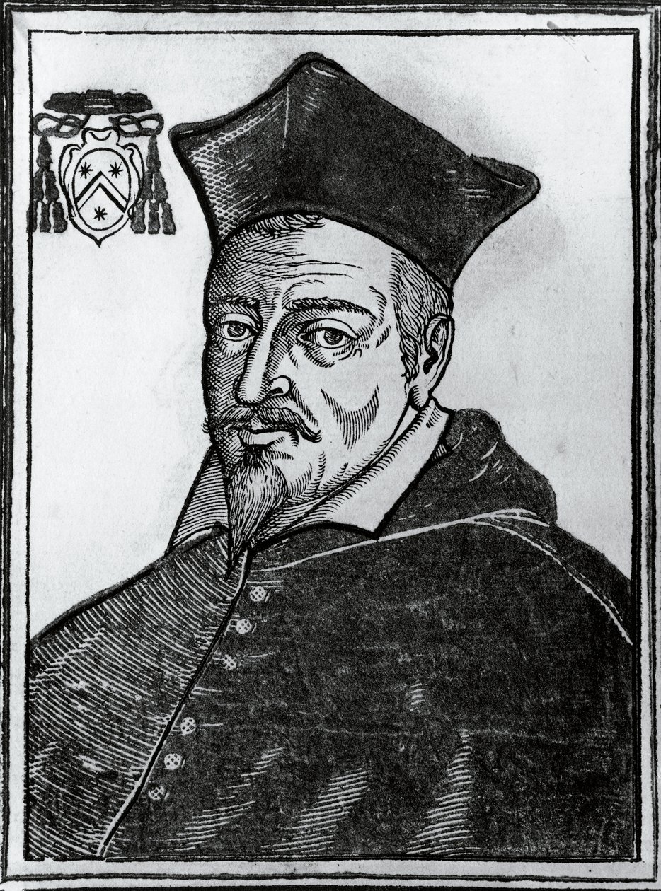 Portrett av Pierre de Berulle (1575-1629), fransk katolsk teolog og kardinal, trykk av Blaise Nicolas Le Sueur