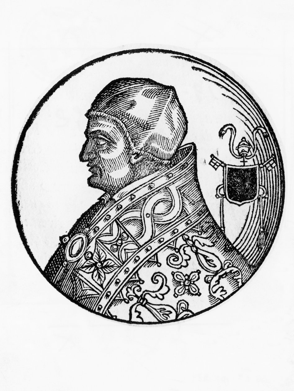 Portrett av Sabinian (død 606), 65. pave av den katolske kirke fra 604, gravering av Blaise Nicolas Le Sueur