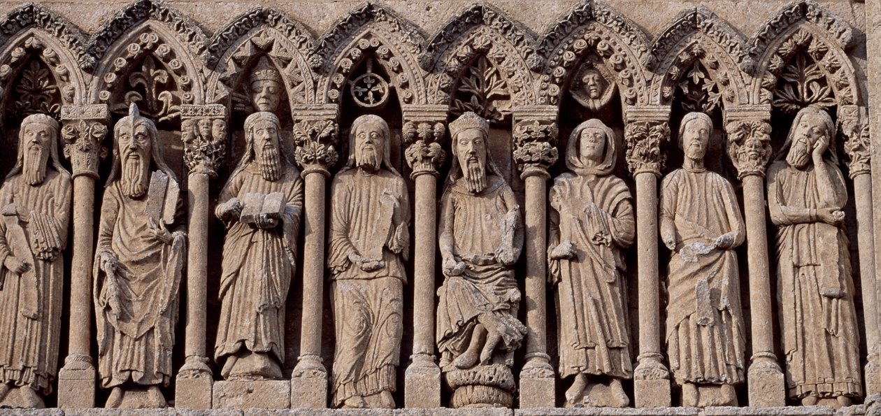 Spania, Castilla og León, katedralen Santa Maria, Frise med tegn fra Det gamle testamente av Blaise Nicolas Le Sueur
