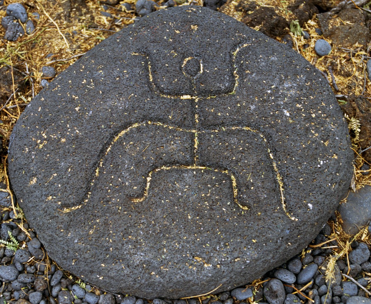 Steingravering, Puako Petroglyph Archaeological District, Island of Hawaii, USA av Blaise Nicolas Le Sueur
