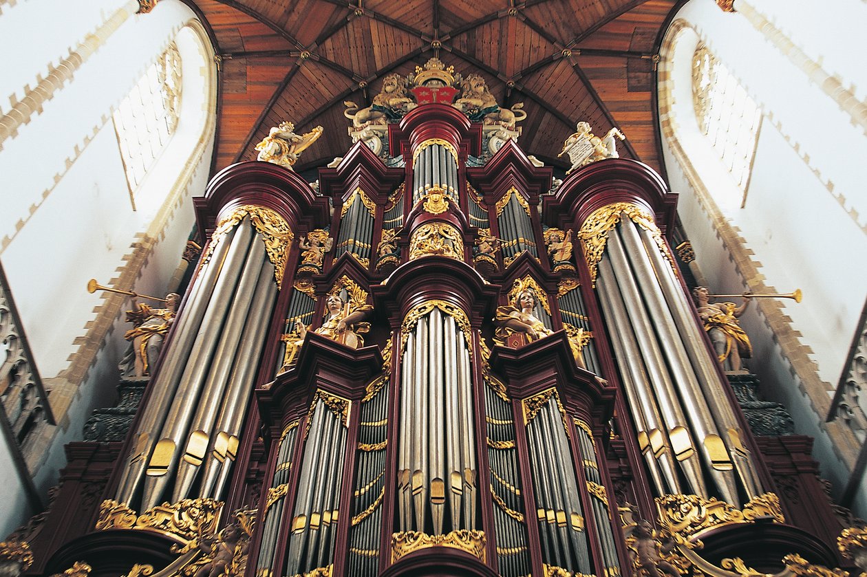 Orgelet i St-Bavokerk kirke eller Grote Kerk, bygget av Christian Muller (1690-1763), Haarlem, Nederland av Blaise Nicolas Le Sueur