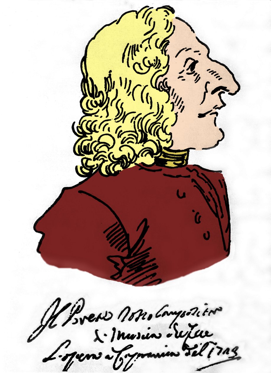 Antonio Vivaldi (1678 - 1741), tegneserie av Pierre Leone Ghezzi (1674 - 1755) av Pier Leone Ghezzi