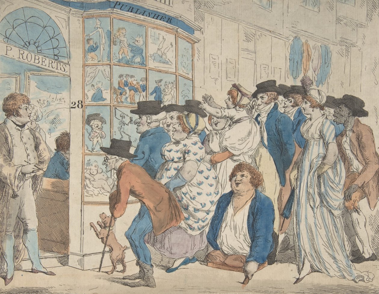 Caricature Shop of Piercy Roberts, 28 Middle Row, Holborn, 1801. av Piercy Roberts