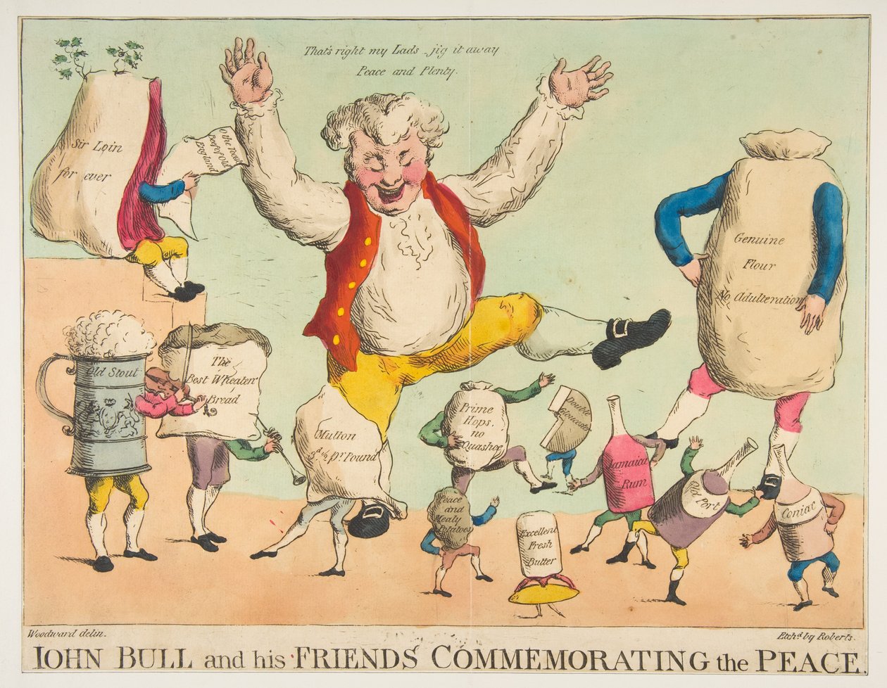 John Bull og hans venner til minne om freden, ca. 1801. av Piercy Roberts