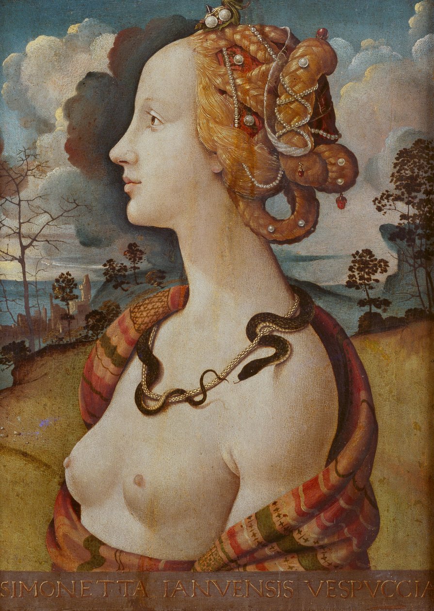 Portrett av en kvinne sa om Simonetta Vespucci av Piero di Cosimo
