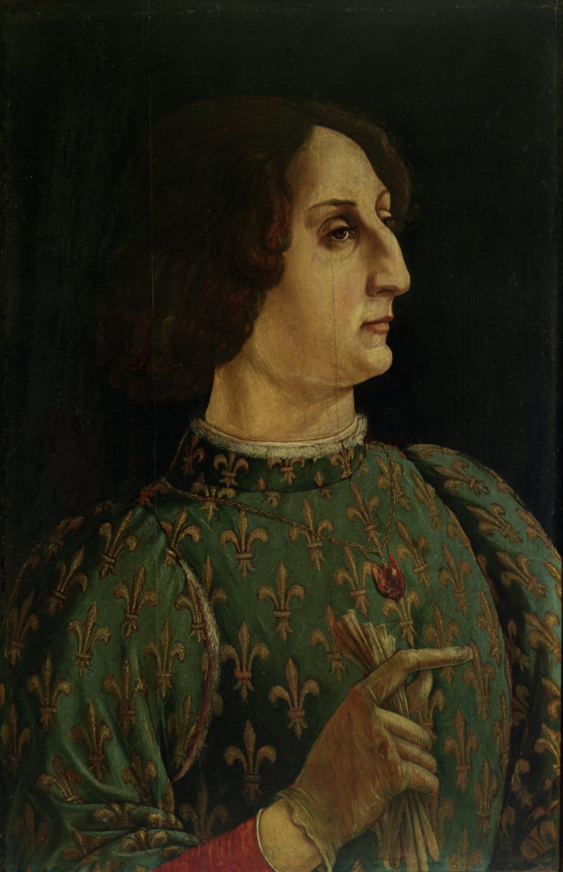 Portrett av Galeazzo Mario Sforza (1444-76) ca. 1471 (tempera på panel) (se også 50366) av Piero del Pollaiolo