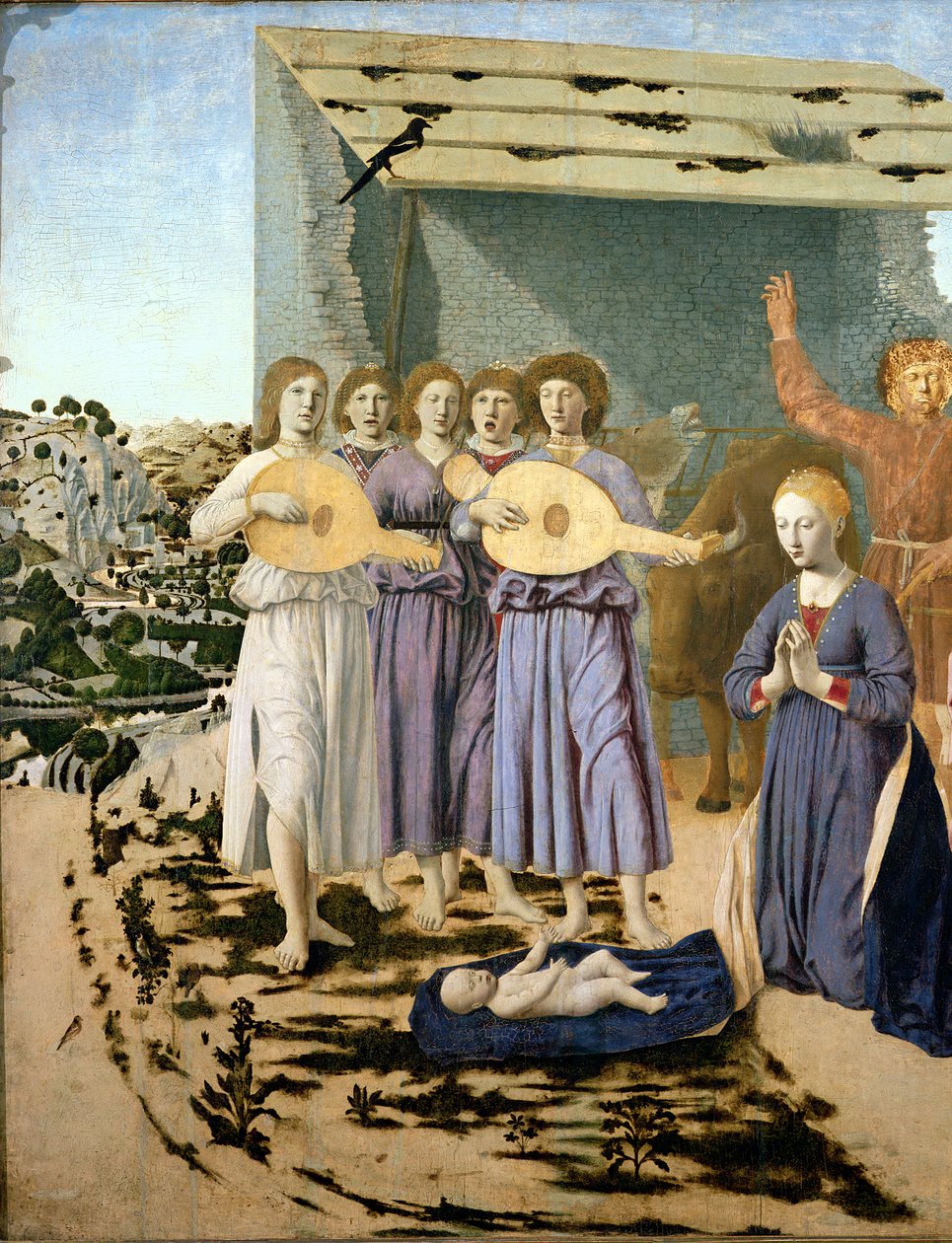 Nativity, 1470-75 (tempera på panel) (detalj av 5240) av Piero della Francesca