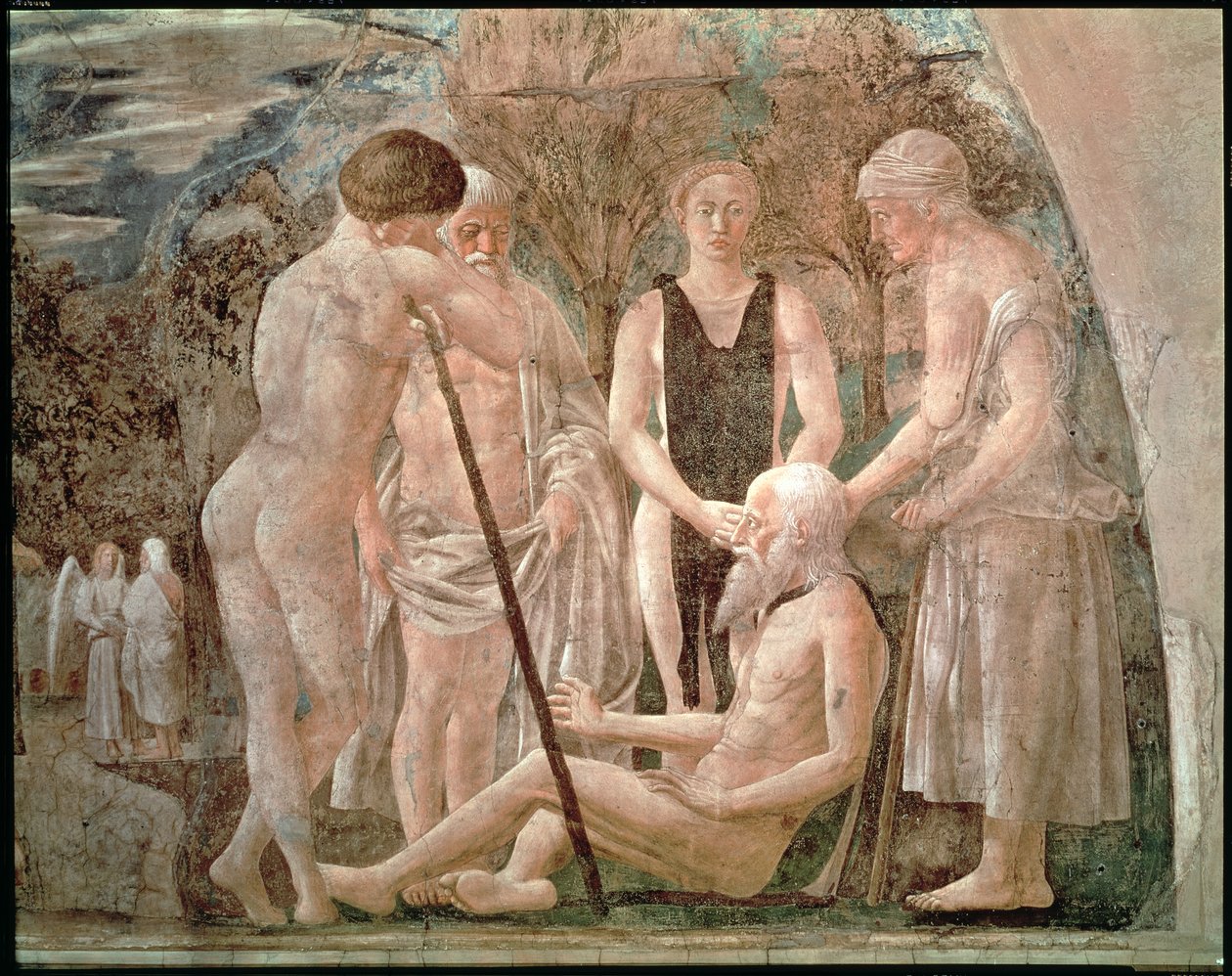 The Death of Adam, fra Legend of the True Cross-syklus, fullførte 1464 av Piero della Francesca