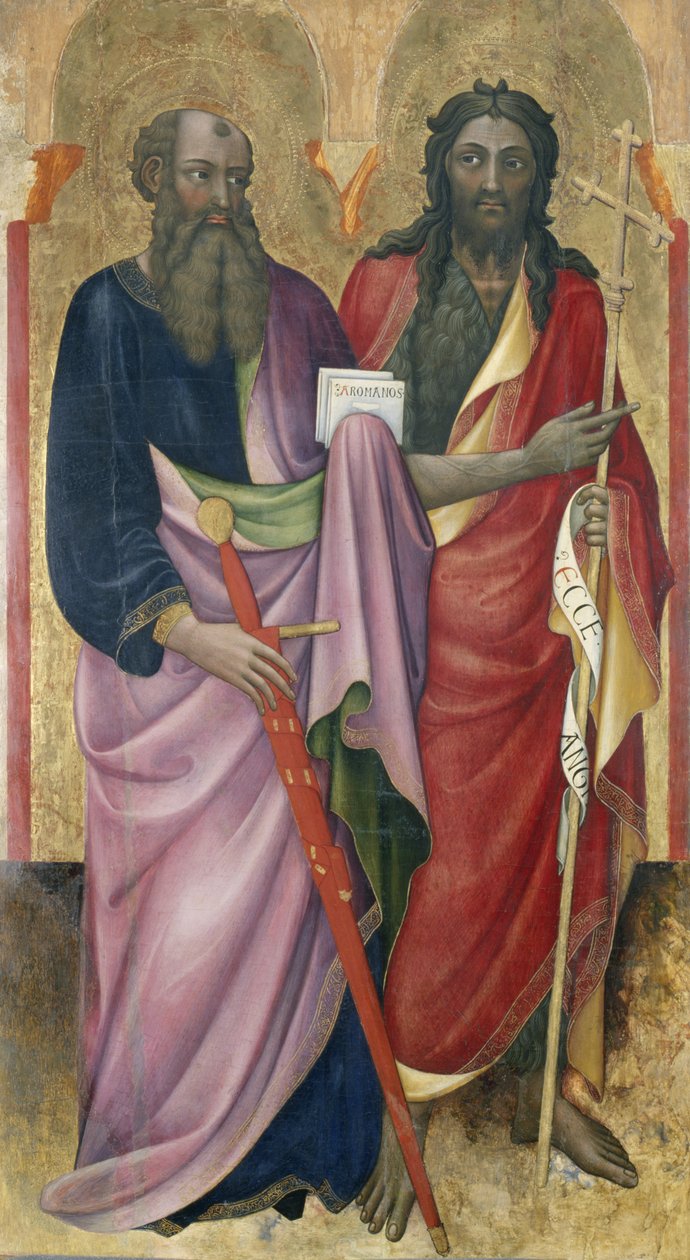 Apostelen Paulus og døperen Johannes, ca. 1418-20 (tempera på poppeltre) av Piero di Alvaro