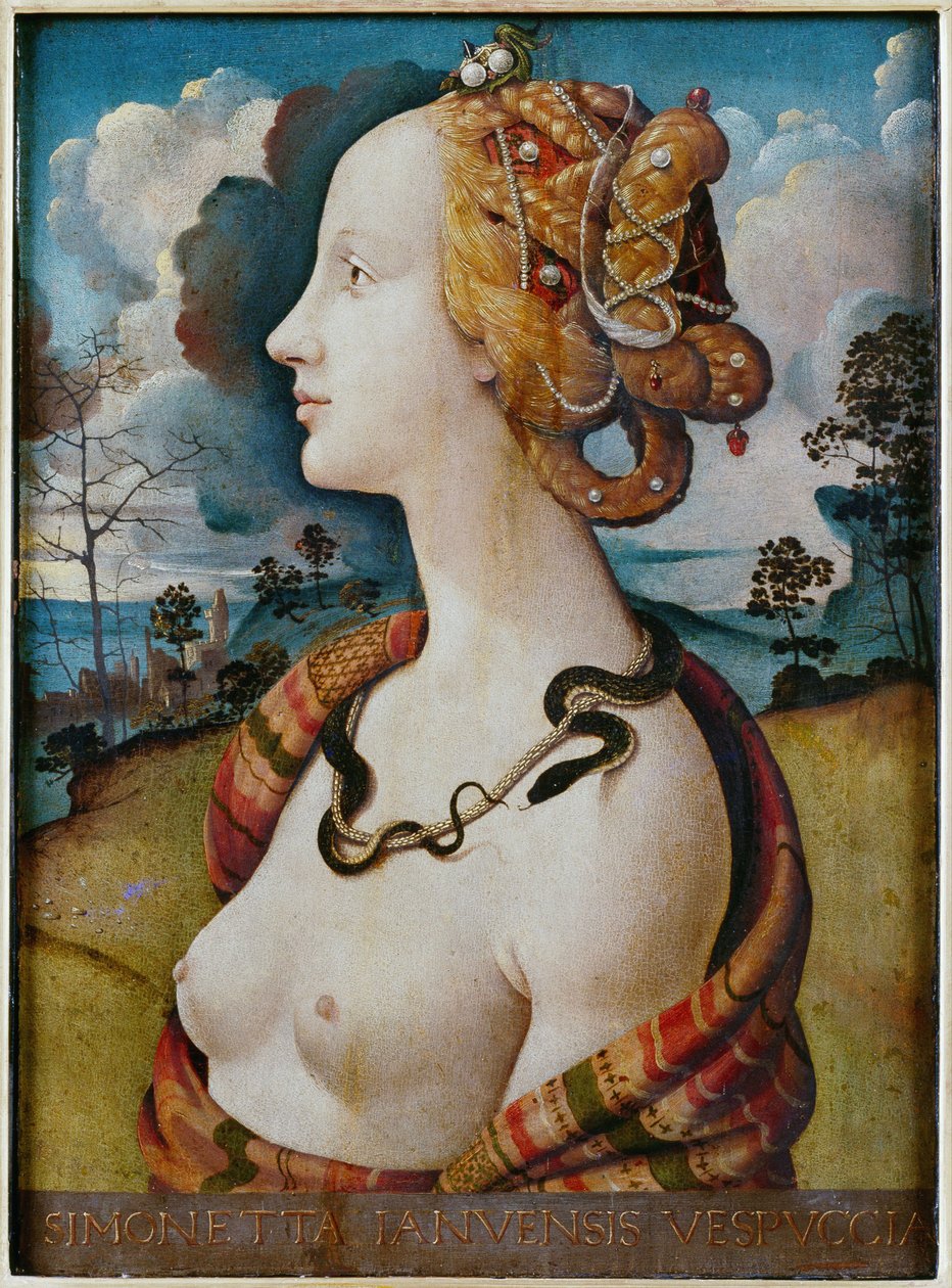 Portrett av en kvinne sa om Simonetta Vespucci av Piero di Cosimo
