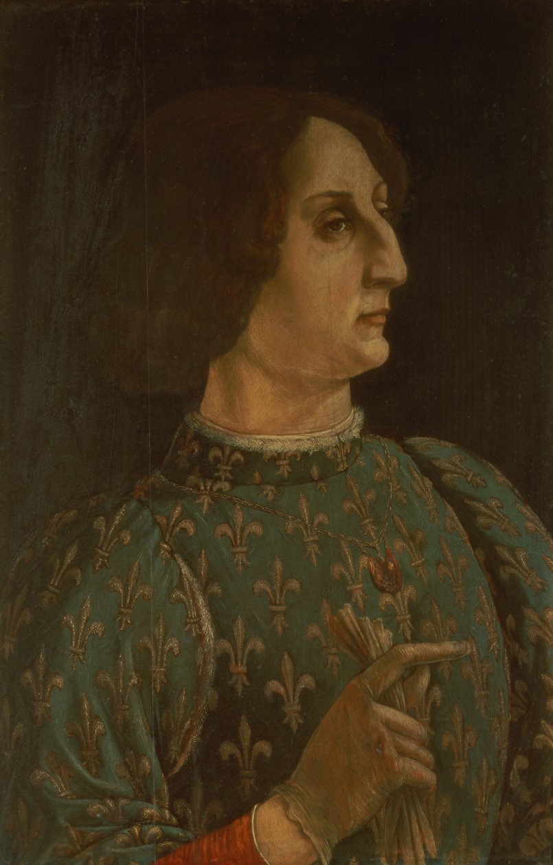 Portrett av Galeazzo Mario Sforza (1444-76) ca. 1471 (tempera på panel) (se også 168788) av Piero del Pollaiolo