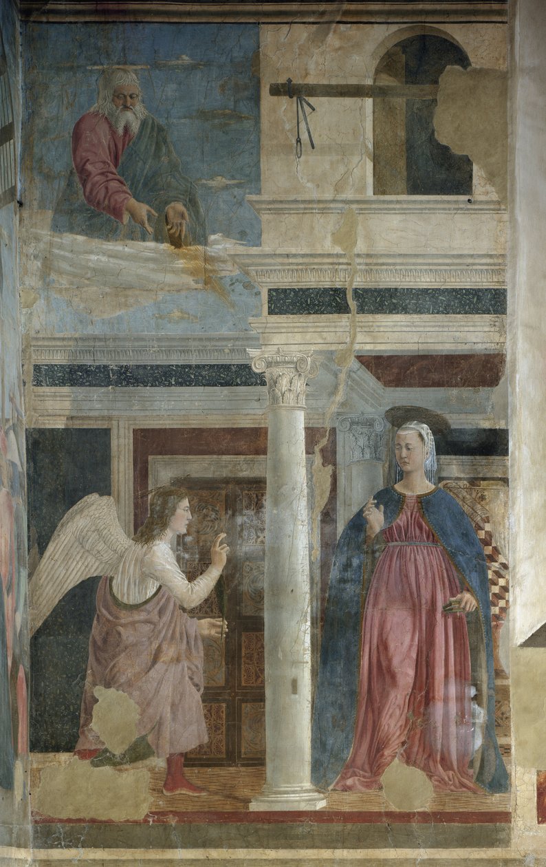 Bebudelse - Fresco, ca. 1455 av Piero della Francesca
